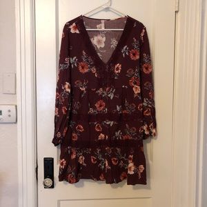 Maroon tiered dress
